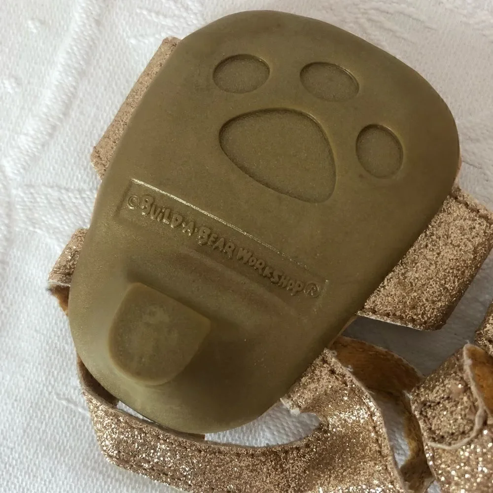 5/$15 SALE BUILD-A-BEAR WORKSHOP Gold Glitter Heeled Sandals Dress Up